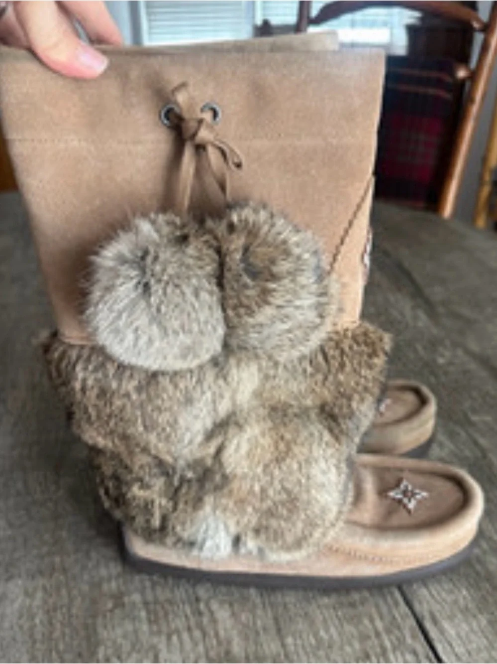 Women's Winter Fur-Trim Suede Boots - Tan